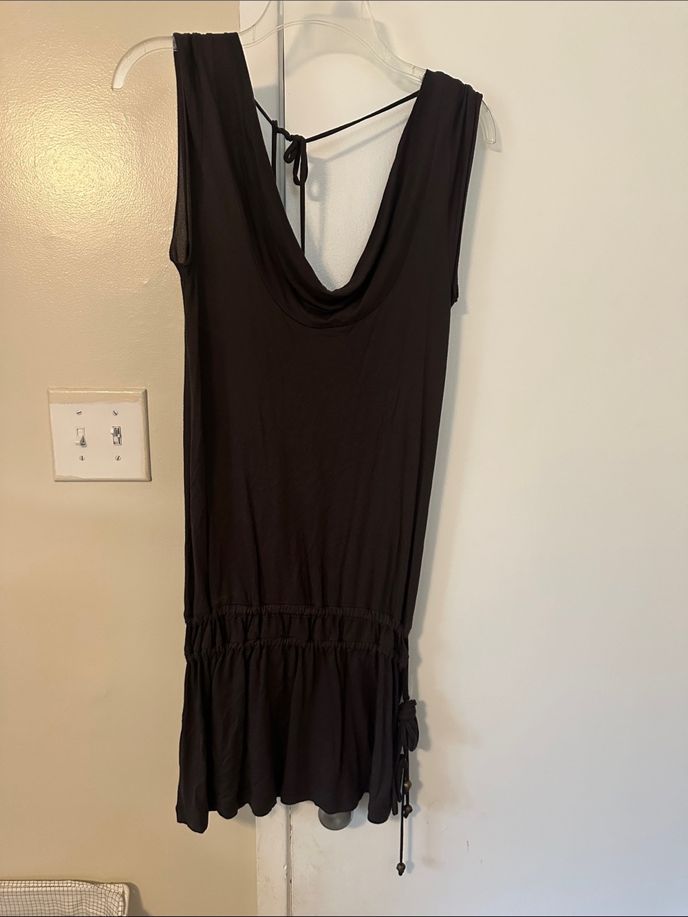 Warehouse Black Sleeveless Draped Tunic Neck  top